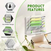 Wall Mounted Storage Box, 5-Layer File Rack And Email Storage Box, Wall Mounted Office Storage Box With Pen Holder, Space Saving Wall Mounted File Storage Box, And Home And Office Storage Solution - White - View 3