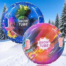 1pc Colorful Inflatable Snow Tube, Thick PVC Anti-Tipping Outdoor Adult Snow Tube, Cold-Resistant Snow Mat, Suitable For Winter Outdoor Skiing Resort Entertainment - Multicolor - View 3