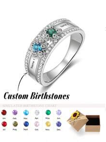 1pc Personalized Mother's Ring, Grandmother Mother's Day Gift, Mom Birthday Birthstone Ring, Bridesmaid Gift, Customized Jewelry, Gift For Mom