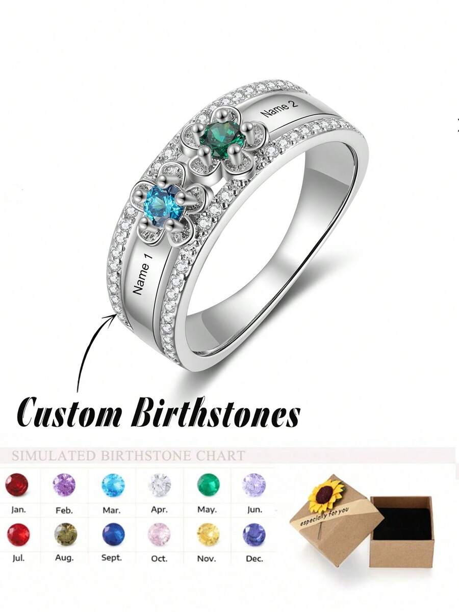 1pc Personalized Mother's Ring, Grandmother Mother's Day Gift, Mom Birthday Birthstone Ring, Bridesmaid Gift, Customized Jewelry, Gift For Mom