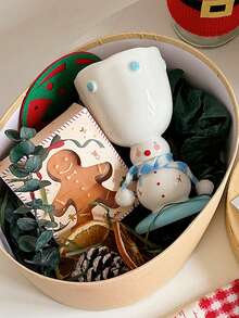 1pc Christmas Ceramic Stemmed Mug Exquisitely Designed Santa Claus And Snowman Stemmed Mug Suitable For Daily Household Use, Party Gatherings, Afternoon Tea Or Coffee Ideal As A Gift Or Christmas Present - Multicolor - View 3