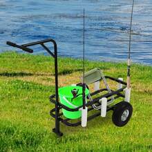 Black Fishing Roller Car Beach Fishing Cart W/ Anti-Skid Wheel For Fishing, Traveling, Shopping, Moving, Camping - màu đen - Xem 3