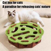1pc Interactive Cat Toy - Puzzle Box Game With Felt Maze & Bell, Enriching Toy Design, Sturdy For Scratching, Hunting & Exercise Activities, Suitable For Indoor Kittens - Multicolor - View 4