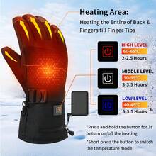 5V 5000mAh 可充电加热手套，男女通用，防水升级防滑电加热手套，适用于摩托车骑行、狩猎、滑雪、户外工作等场合。 - Black-5000mAh - 查看 3