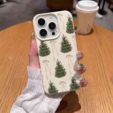 Funda para  con diseño de casa en el bosque y lazo, compatible con los modelos  16E, 15, 14, 13, 12 y las series 11/X/XR/XS MAX/Pro/PLUS/Pro MAX. Fabricada en TPU con textura imitación piel de cocodrilo, esta elegante funda protectora ofrece resistencia a los golpes, protección contra caídas y resistencia a las manchas. Una opción imprescindible para uso personal o para regalar. Perfecta para San Valentín, Acción de Gracias, Halloween, Navidad y otras ocasiones festivas. - Beis - Ver 4