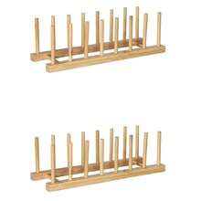 Estante multiusos de bambú, puede almacenar platos, tazones, tazas, libros, tapas de ollas, tablas de cortar, estante de secado, estante de escurrido, estante de almacenamiento, adecuado para gabinetes de cocina (mantener seco) - Marrón - Ver 19