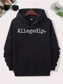 Felpa con cappuccio da uomo "Supposedly Funny Lawyer" - Streetwear casual nera, con lettere bianche, felpa in comodo cotone con girocollo e maniche lunghe, adatta per uso casual, felpa con cappuccio in stile casual - nero - Visualizzare 6