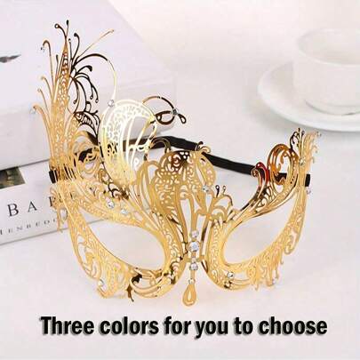 1 件圣诞化妆舞会面具金色精神半脸装饰道具狂欢节派对角色扮演服装