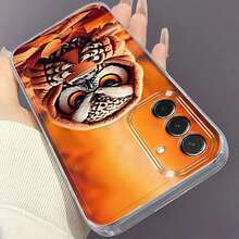 Funda de Teléfono de Búho con Hojas que Cae para Samsung Galaxy A02 A03S A04 A05S A06 A13 A14 A15 A16 5G A21S A22 A23 A24 A25 A26 A32 A34 A35 A36 A50 A52 A53 A54 A55 A56 A73 S21 Ultra S22 Plus S23+ S24 FE S25 Funda de TPU Suave Versátil y Duradera, Transparente y Protectora - Colores mixtos - Ver 9