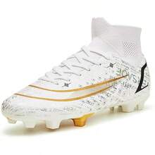 Bulamall Zapatos de Fútbol para Hombre, Profesionales Zapatillas de Deporte Adulta, Tacos de Fútbol para Entrenar al Aire Libre, Atletismo Interiores y Exteriores - Blanco-FG - Ver 13