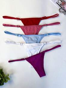 Kit 10 Women's Thong Panties With Adjustable Straps Microfiber Comfortable Low Waist Elegant Lingerie Intimate Fashion - 彩色 - 查看 4