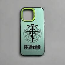 F-Fullmetal Alchemist Logo Phone Case Covercompatible with  16 15 14 13 12 11 Pro Max Black Matte Multicolor Laser Metallic Aurora Funda,Covercompatible with  17 Hülle, 17 pro Hülle, 17 promax Hülle