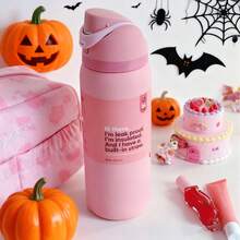 OwaIa(Cherry Blossom Pink)Crystal 32-0Z/945ml Outdoor Sports Water Bottle, Double-Layer Vacuum Insulation Design, Portable Water Cup, Can Keep Ice Cubes From Melting For 6-12 Hours, Suitable For Summer Drinking, Comes With A Carrying Rope, Convenient For Carrying Out, Very Suitable For Outdoor Sports, Cycling, Travel, Hiking And The Gym Use. - 全粉 - 查看 8