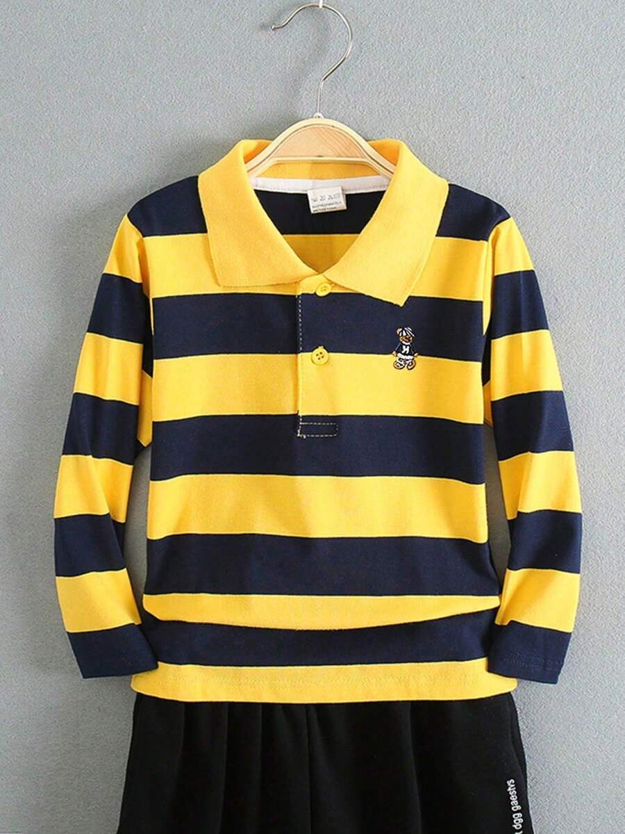 Boy's Polo shirts Children kids Golf T Shirt Long sleeves Casual Top For Daily And Outdoor Wear - Amarillo - Ver 1