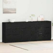 vidaXL Sideboard 3 Stück Schwarz Eichen-Optik 60 x 30 x 70 cm