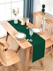 1 Peça Elegante Caminho de Mesa - Poliéster, Retangular, Cor Sólida, Adequado para Halloween, Restaurantes de Estilo Rústico, Cozinhas, Salas de Jantar, Decorações de Festa, Decoração Doméstica, Decoração de Penteadeira e Mesa, Configuração Elegante de Mesa de Jantar, Toalha de Mesa Durável, Decoração de Mesa de Jantar