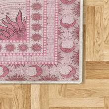 Retro Mid Century Abstract Pattern Rug On Ivory Background, Dark Orange And Reseda Green, 4' X 5' 5", Ideal For Bedroom, Dorm And Living Room - Pink - View 2