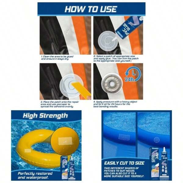 Mattress Patch Kit, Waterproof, High Strength PVC Adhesive Inflatables, PVC Boats, Vinyl 60ml1 Pack