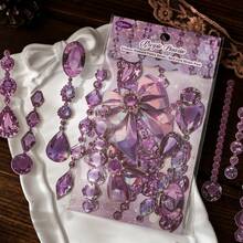 15pcs/Pack Gemstone & Faux Pearl Chain Themed Stickers For Scrapbooking, Creative Aesthetic Sticker Decals, DIY Decorative Craft Materials, Holiday Gifts, Personalized Scrapbook School Supplies Scrapbook Supplies Stationery Funny Stickers Laptop Stickers Kindle Phone Stickers - View 1