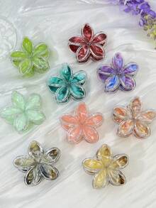 3个装芙蓉花/夏威夷花休闲ABS塑料（ABS树脂）发夹，2025新款夏威夷鸡蛋花百合花发夹，时尚简约发爪发饰，适合度假、旅行、派对、生日、办公室、海滩、丸子头等各种场合，时尚发饰 - 彩色 - 查看 9