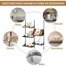 Repisas Flotantes Ajustables 8 Piezas, Estantes Flotantes de Pared, Librero de Pared Industrial con Soportes Metlicos, Estante de Exhibicin Rstico para Sala, Recamara, Cocina, Oficina - 5 PIEZAS - Ver 8