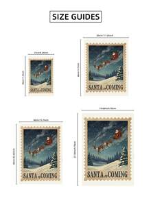 لوحة جدارية بطباعة سانتا كلوز بلا إطار مع زلاجة، "سانتا قادم" ، ديكور جداري لغرفة المعيشة وغرفة النوم وغرفة السكن، مجموعة ملصقات أعياد الميلاد وفن سانتا كلوز، طباعة احتفال الشتاء