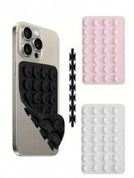 1pc Dual-Sided 28-Dot Thick Anti-Slip Sticker, Suitable For Most Phones - Durable Silicone Suction Cup Stand, Can Stick To Car Glass, Shower Use, Ideal For Video Recording And Photography Phone Accessory