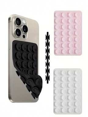 1pc Dual-Sided 28-Dot Thick Anti-Slip Sticker, Suitable For Most Phones - Durable Silicone Suction Cup Stand, Can Stick To Car Glass, Shower Use, Ideal For Video Recording And Photography Phone Accessory