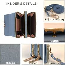 A Lightweight PU Material Women's Crossbody Bag, Fashionable Mini Phone Bag With Multiple Layers Of Zipper Pockets, Fashionable Shoulder Bag For Daily Wear - 彩色 - 查看 5