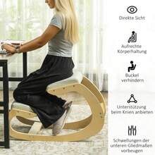 HOMCOM Ergonomic Rocking Knee Stool For Home Office Improves Posture, Cream - Milky - View 2
