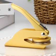 1 con dấu dập nổi tùy chỉnh, con dấu thép tùy chỉnh dùng cho phong bì, sách, logo công ty, khăn nhà hàng, con dấu sách dập nổi cá nhân hóa, đồ trang trí thiệp mời cưới nhỏ, tay cầm mạ vàng, quà tặng tiệc cho trẻ em - Nhiều màu - Xem 11