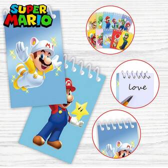  Super Mario Mini Spiral Notebook, Cute High-Quality Themed Mini Memo Pad, Portable Small Notebook, Bullet Journal Material, Double-Sided Writeable, Non-Bleed, Perfect Notebook For Mario Fans, Ideal Small Gift For Thanksgiving, Christmas, Theme Parties