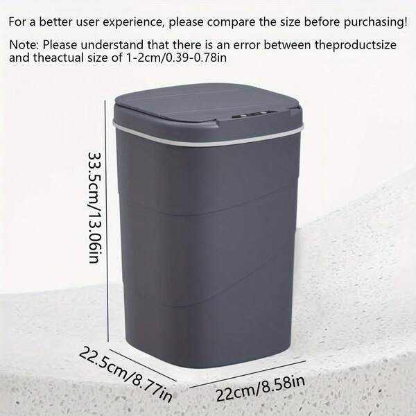 4.76gal Intelligent Induction Grey Trash Can, Kitchen Bathroom Multi-Scene Use