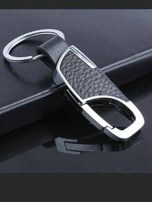 POLASUP 1 قطعة سلسلة مفاتيح رجالية مزينة بنقشة الليتشي، إكسسوار عصري للحقيبة والسيارة، مع حامل بطاقة هوية