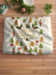 Personalisierte Weihnachtsdecke mit Namen, individuelle Feiertags-Überwurf, gemütliche Winterdekoration, festliches Kritzelmuster, Weihnachtsgeschenkidee