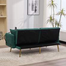 Divano da soggiorno con porte USB, porta cellulare e tasca laterale, divano multifunzionale a 2 posti con regolazione a 3 vie, divano pieghevole moderno, tessuto in ciniglia, per soggiorno e camera degli ospiti