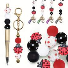 3/22pcs Ladybug Series Silicone Bead Set, Suitable For Jewelry Accessories DIY - Multicolor - View 3