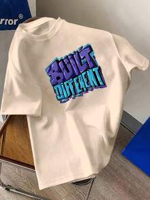 Camiseta de Estilo Graffiti Motivacional para Niños "Construido Diferente" - Naranja Vibrante con Letras Azules/Moradas, Camiseta de Verano de Manga Corta con Cuello Redondo Casual para Adolescentes, Gimnasio y Atuendo Casual, Lavable a Máquina, Declaración de Moda Juvenil, Estampado de Graffiti, Ajuste Regular, Tela Cómoda y Transpirable para Ropa Casual de Niños, Ideal para Atuendos de Verano, Diseño Audaz con Letras de Graffiti - Blanco - Ver 12