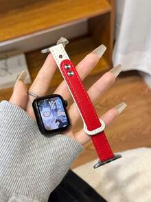 1pc Fashionable Women's Watch Band, Soft Comfortable Brown Leather Strap, Ultra-Thin Slim Design, Compatible With Watch Series 3/2/1 SE S10/S9/S8/S7/S6/S5/S4/S3/S2/S1, 38mm 40mm 42mm 44mm 45mm 46mm 49mm Watch Accessories