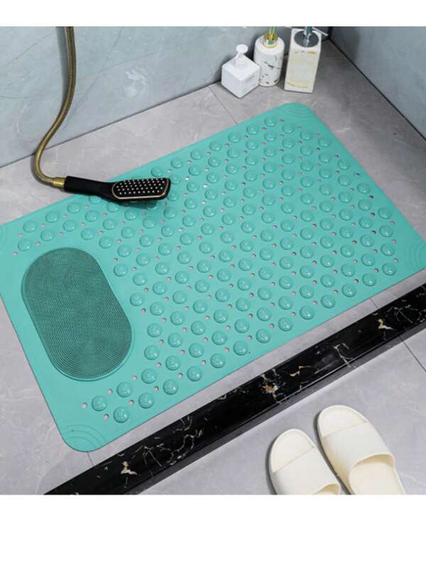 1 pieza Alfombra de baño antideslizante con agujeros de drenaje - Material de PVC, secado rápido, alfombra de para ducha y bañera del hogar