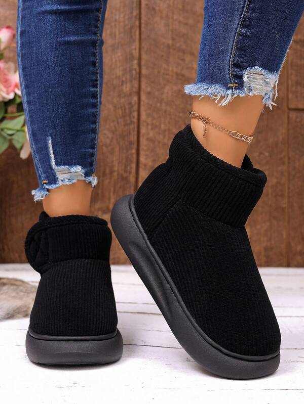 Chinelos Forrados de Pelúcia Quentes de Inverno com Sola Grossa Antiderrapante para Uso Interno/Externo para Mulheres, Sapatos Quentes Feitos à Mão com Forro de Pelúcia e Sola de Borracha Antiderrapante para Homens e Mulheres