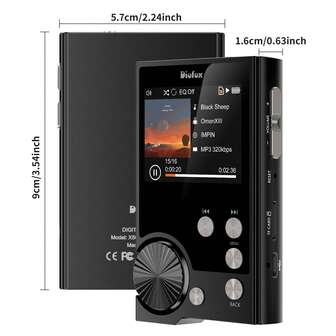 Reproductor de MP3 de alta resolución, reproductor de música DSD sin pérdidas, reproductor de música digital de alta fidelidad DSD sin pérdidas de 2,8 pulgadas, reproductor de audio digital con tarjeta de memoria de 64 GB (ampliable hasta 256 GB), reproductor de música HiFi para deportes