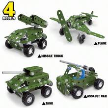 Bộ 166 khối xây dựng mô hình quân sự 4 trong 1, đồ chơi lắp ráp khối hợp kim cho trẻ em - màu xanh lá - Xem 5