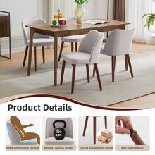 strundghti Modern Dining Chair Set Of 4, Linen Upholstered Kitchen Chair With Sold Wood Legs, Wing Backrest, Wooden Dinner Table, Accent Chair For Dining Room, Living Room - Gray Linen-4pcs - 查看 4