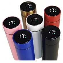 Termo Digital Inteligente 500ml Con Pantalla Led De Temperatura Termo Botella Doble Pared Acero Inoxidable Pantalla Digital Para Café Té Agua Termo Portátil Viaje Oficina - Azul - Ver 7