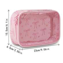 New Bow-Knot PVC Cosmetic Bag, Large Capacity Makeup Organizer, Fashion Travel Toiletry Bag For Women - Love - View 3