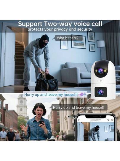 JOOAN 1PC Professional Dual Verlichting Security Camera, Sleek Zwart Outdoor IP66 Rating, 360° Pan/Tilt, Human Tracking, 5X Digital Zoom, Instant Alerts, Perfect Holiday Preparation view 3