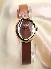 Coach SAMMY系列皮帶橢圓形無數位錶盤石英女錶手錶 - 紅色 - 查看 5