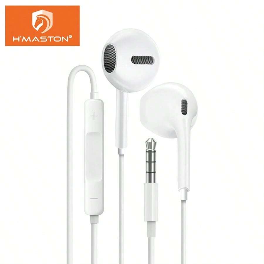 H'maston 5G-1 In-Ear Wired Earphone Stereo Bass HIFI 3.5mm - 白色 - 查看 1