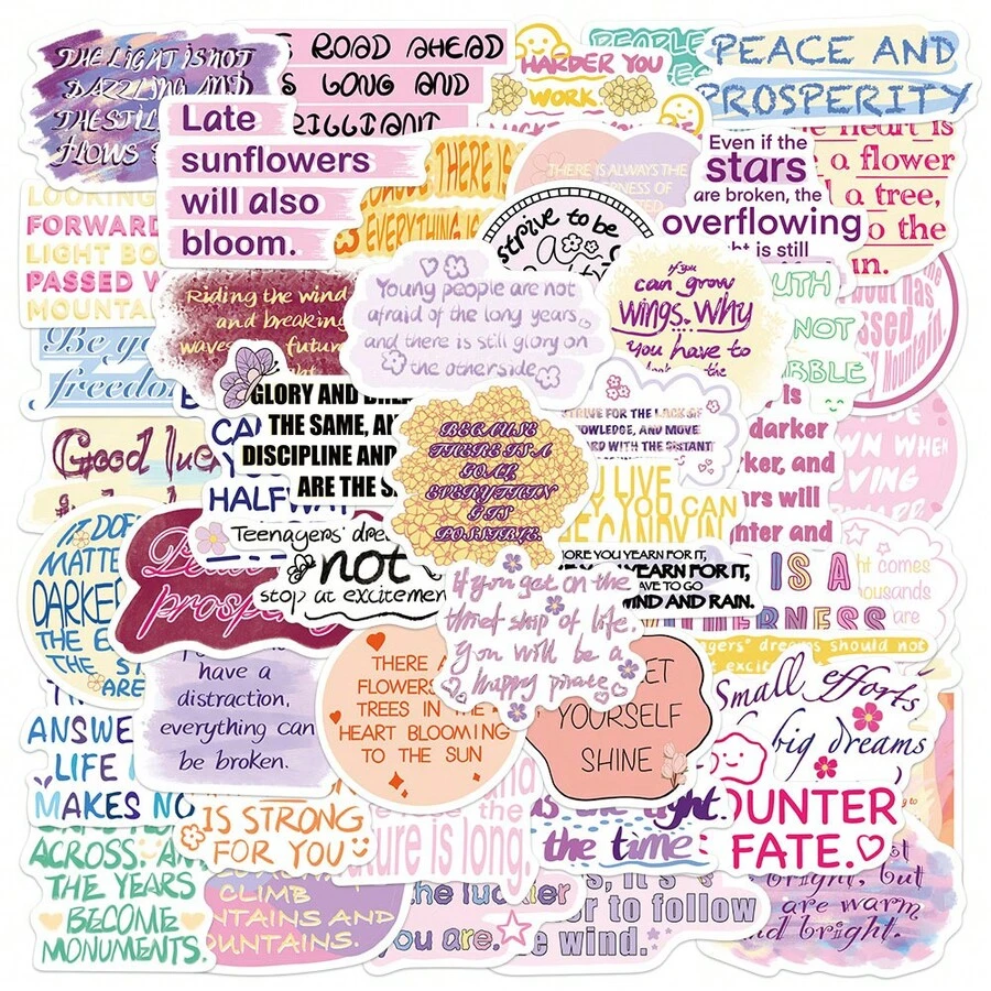 50 pièces Autocollants avec phrases inspirantes en anglais, convenant pour le scrapbooking, les journaux, les cahiers, les bouteilles d'eau, les voitures, etc. Design basé sur la foi avec des messages positifs, excellent cadeau